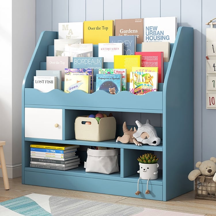 Modern Blue Kids Bookshelf Toy Storage Shelf in Manufacture FinishHomary