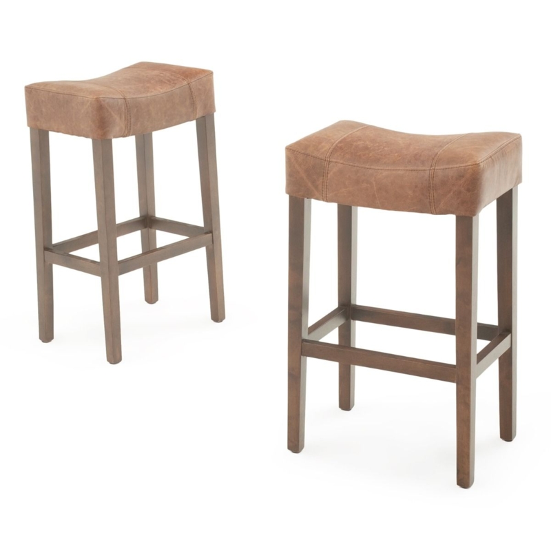 Modern Classic Upholstered Saddle Seat Stool Bs01054