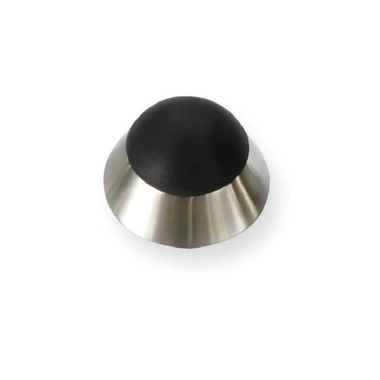 Modern Door Stop: Brushed Stainless Steel Conical Base, Rubber Dome