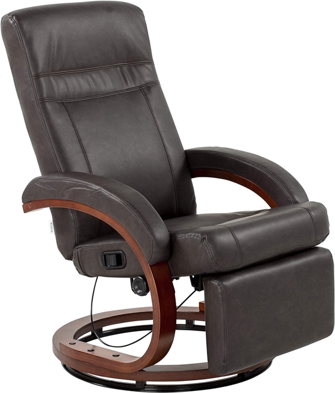 Modern Euro Recliner Dark Brown Chestnut Arms Manual Handle