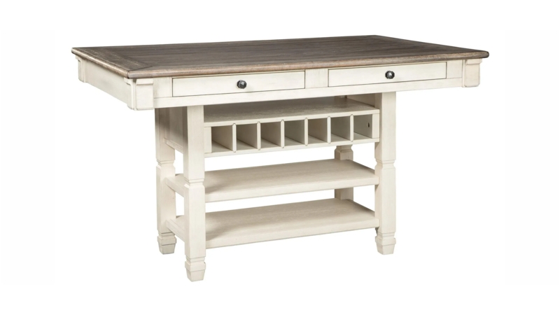 Modern Farmhouse Kitchen Island with Block Legs and Open Lower Shelving