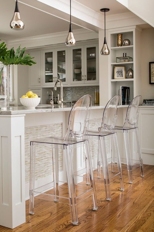 Modern Island Bar Stool in Glossy Transparent Polycarbonate