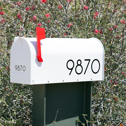 Modern Minimalist Mailbox with Oversized High-Contrast Address Decals