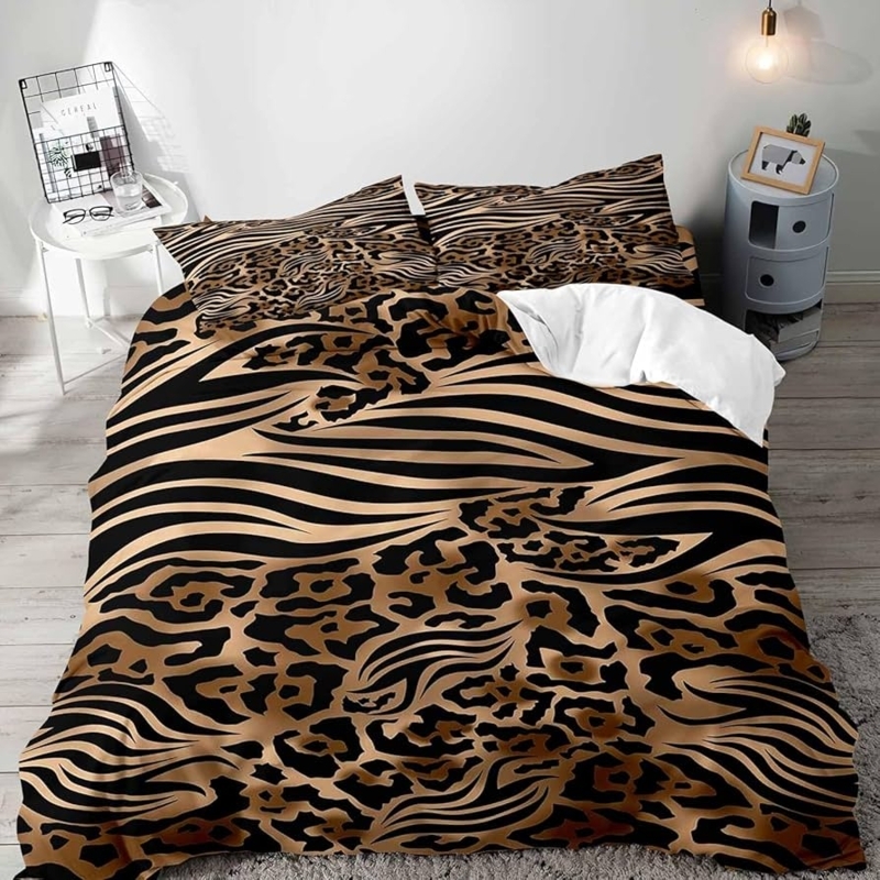Modern Mixed Animal Print Bedding Set with Zebra & Leopard Hybrid