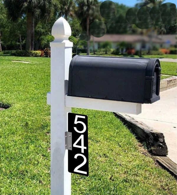 Modern Reflective Address Sign: Vertical Side Mount, High Contrast