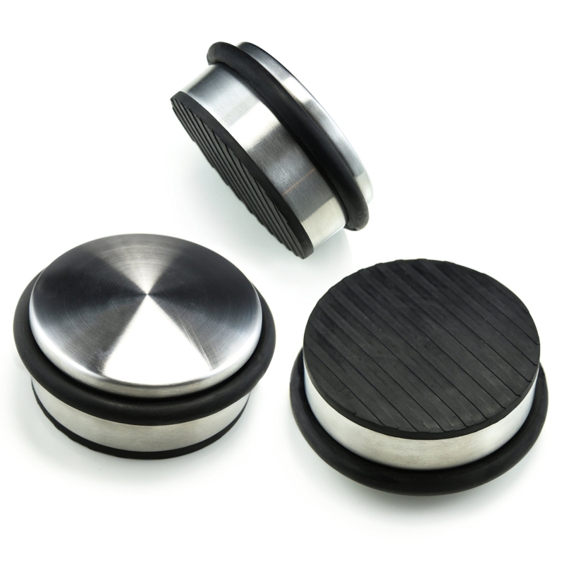 Modern Stainless Steel Door Stopper Radial Finish Ribbed Base