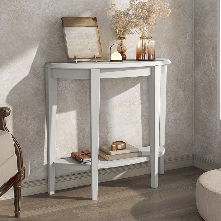 Modern Traditional Console Table in White with Tapered Legs