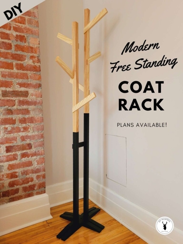 Modern Two-Tone Coat Rack: Square Profile Posts with Angled Branches