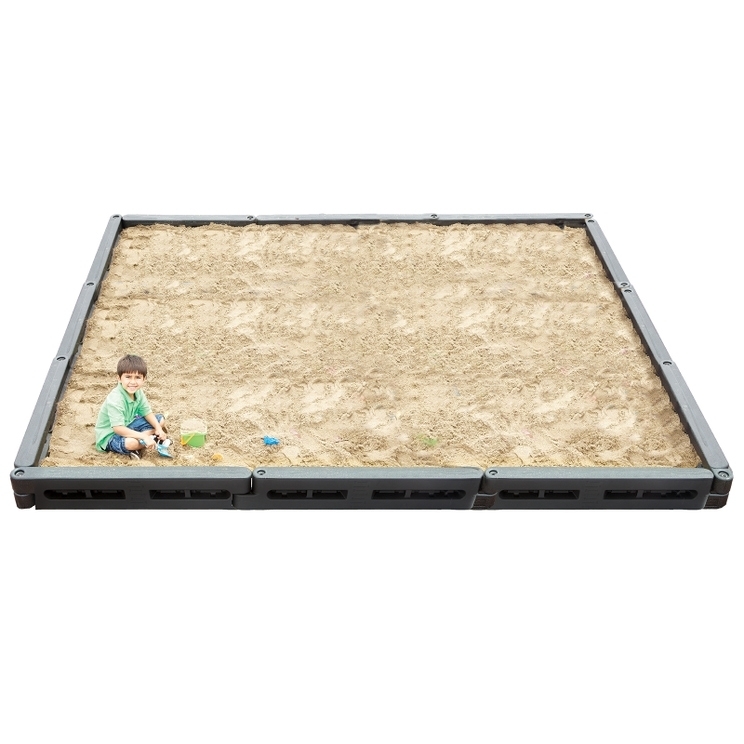 Modular Outdoor Sandbox with Charcoal Gray Interlocking Panels