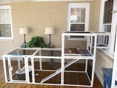 Modular PVC Catio White Frame Multi Level with Window Access