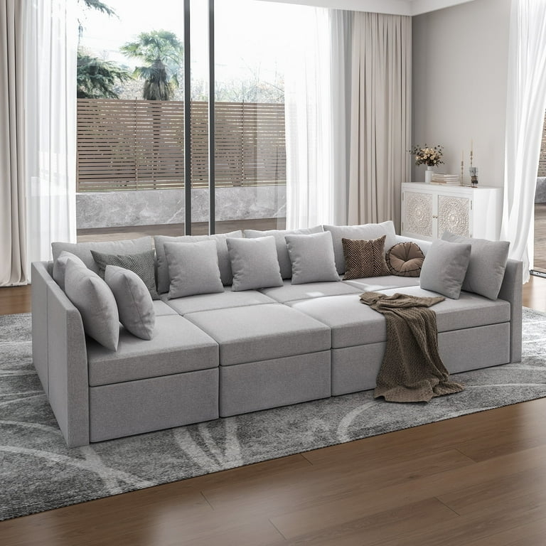 Modular Sectional Deep Seating Storage Ottoman Contemporary