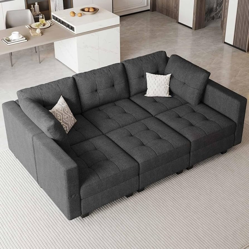 Modular Sectional Tufted Cushions Square Modules Track Arms