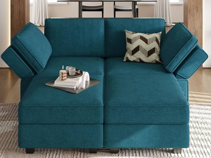 Modular Sectional with Adjustable Armrests and Sleeper Conversion