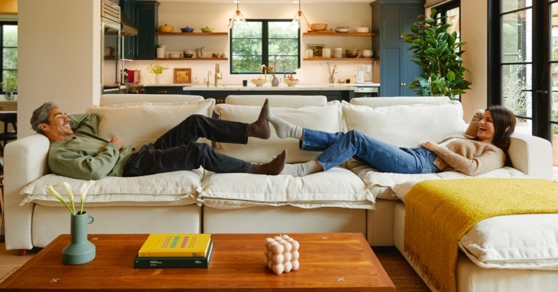 Modular Sectional with Pillow Top Cushions and Wide Track Arms