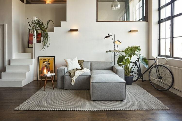 Modular Sofa with Chaise Module, Block Arms, Charcoal Grey