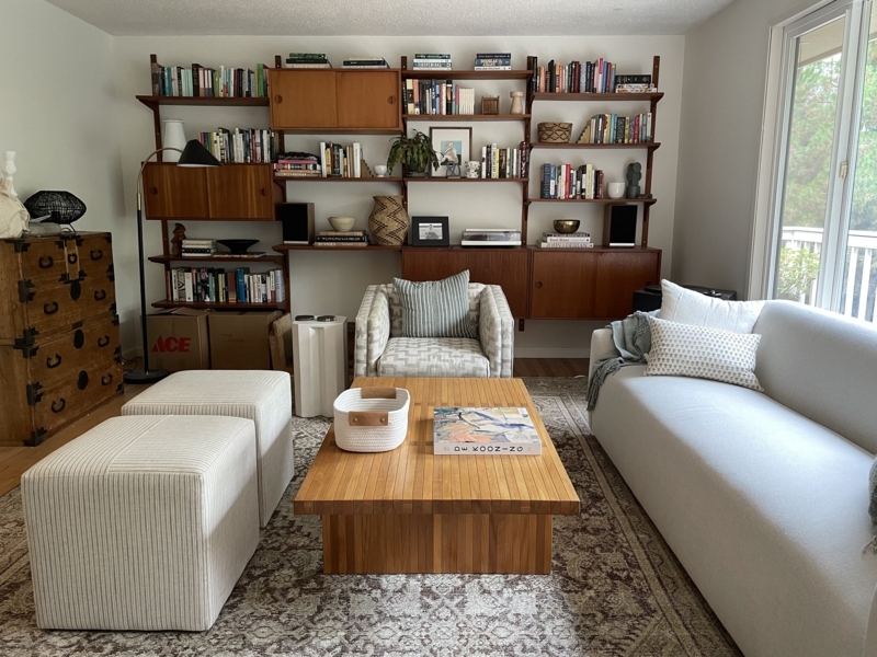 Modular Wall Unit: Mid Century Walnut Design with Sliding Cabinet Doors
