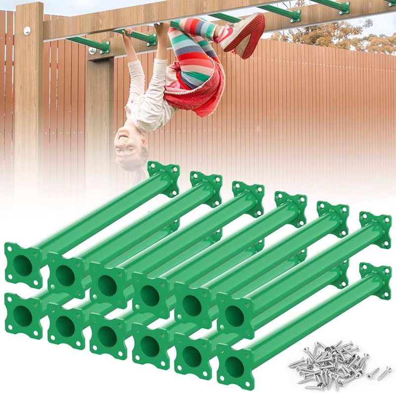 Monkey Bars 12-Piece Set Glossy Finish Powder Coated Mounting Plates
