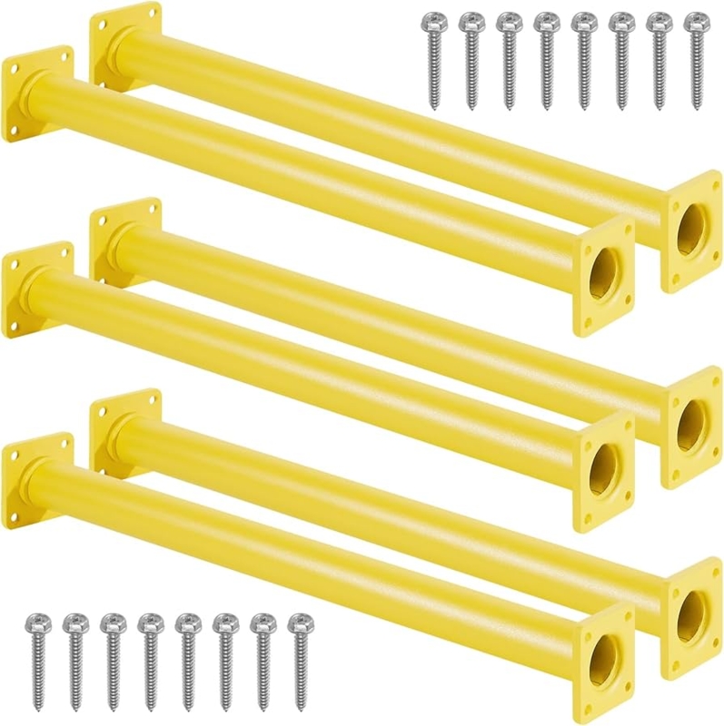 Monkey Bars Bright Yellow 6-Piece Set Square Flanges Steel Climbing Rungs