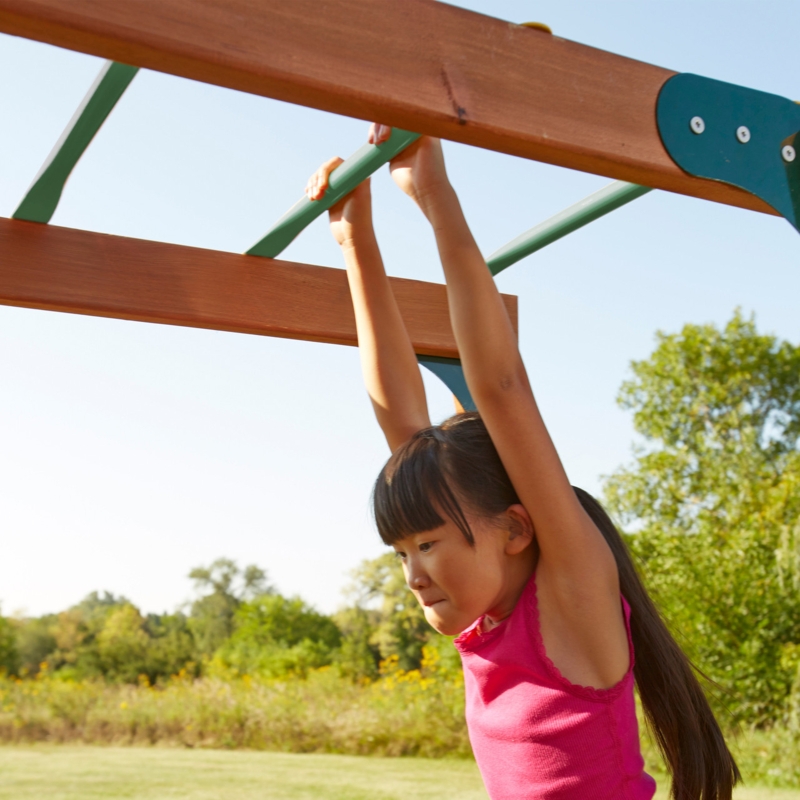 Monkey Bars Forest Green Rungs Rustic Wood Beams Wooden Swing Set Add-on