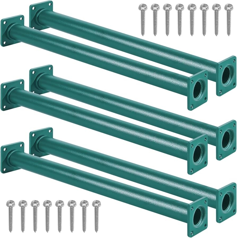 Monkey Bars Set of 6 Textured Matte Metal Rungs with Mounting Plates