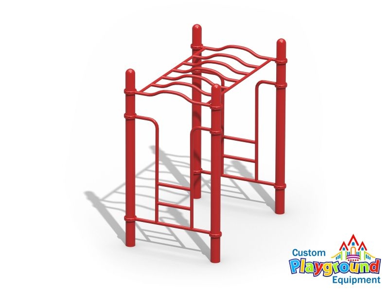 Monkey Bars Vibrant Red Arched Rungs Freestanding Design Industrial Play