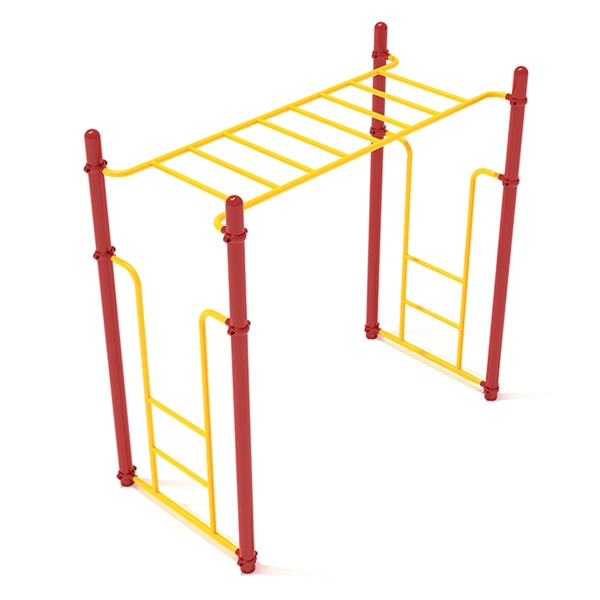 Monkey Bars Yellow and Red Freestanding Integrated Ladders Primary Color