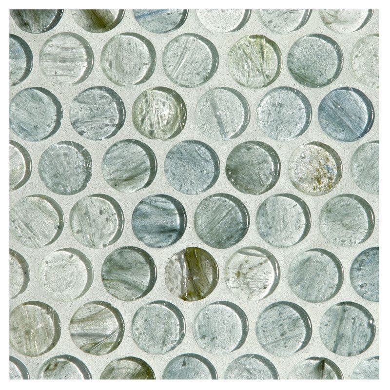 Mosaic Tile: Structured Seafoam Green Glass Penny Round with Ripples