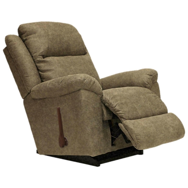 Moss Green Manual Rocker Recliner with Mottled Fabric Texture