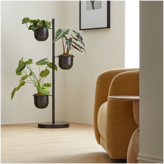 Multi-Tier Plant Stand Weighted Base Bowl Planters Staggered Height
