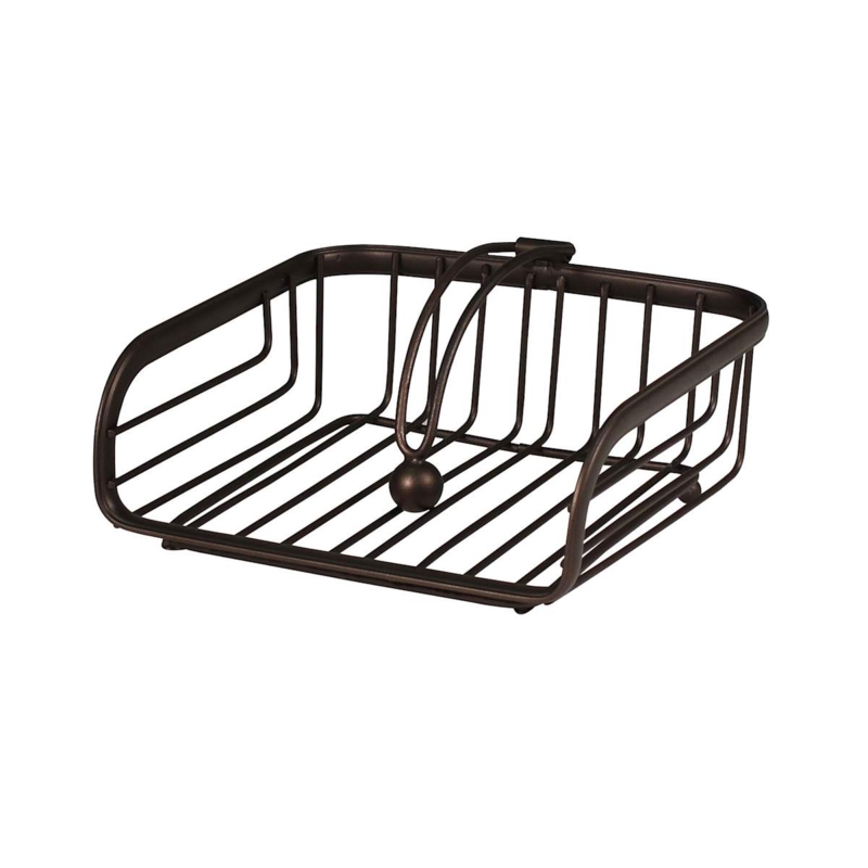 Napkin Holder: Oil Rubbed Bronze Wire Basket with Weighted Pivot Arm
