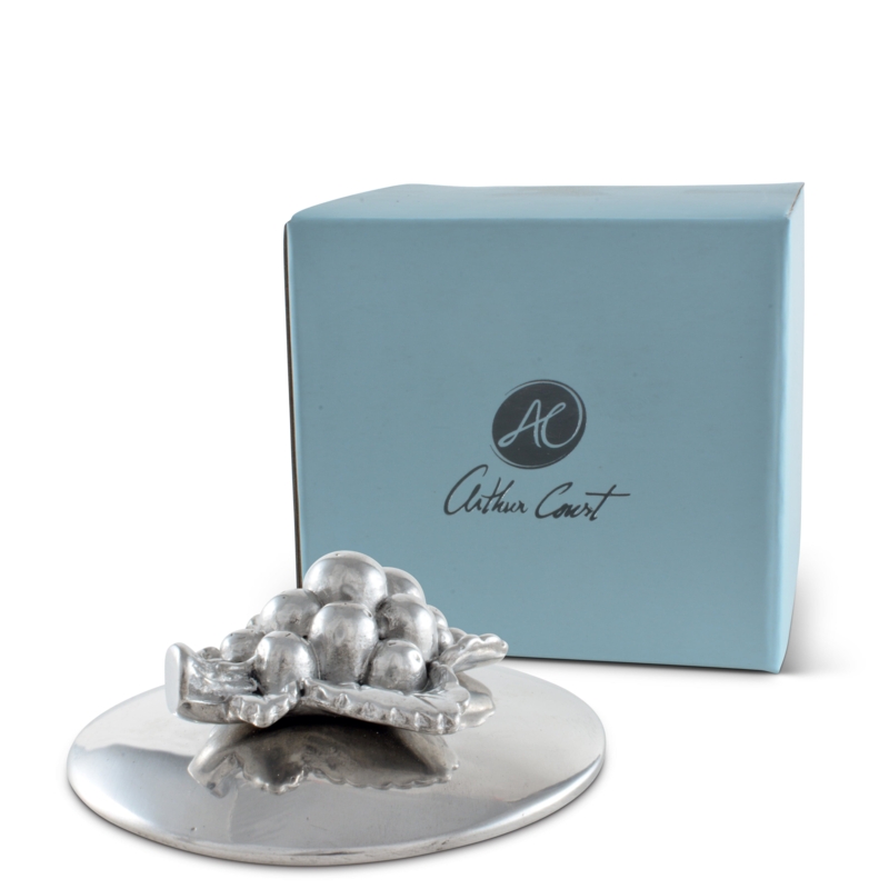 Napkin Weight: Traditional Polished Silver Metal Grape Cluster Sculpture