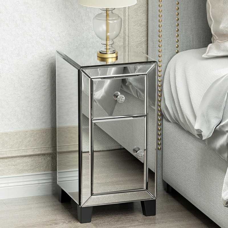 Narrow orders mirrored bedside table