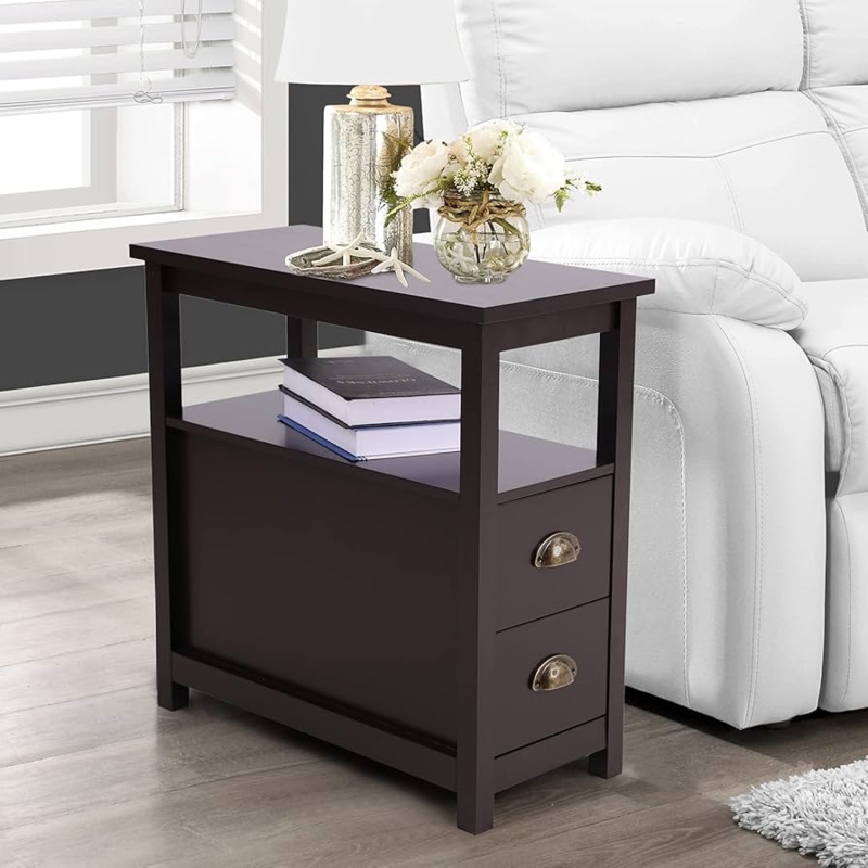 Narrow End Table With Drawers