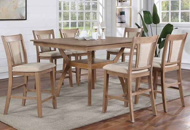 Natural Tone Dining Set X Frame Table Base Storage Shelf