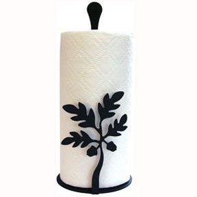 Nature-Inspired Iron Paper Towel Stand with Acorn and Leaf Motif