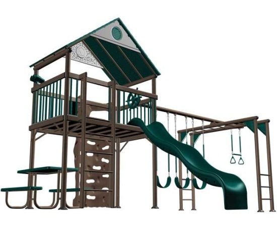 Nature-Inspired Outdoor Playset: Rock Wall, Monkey Bars