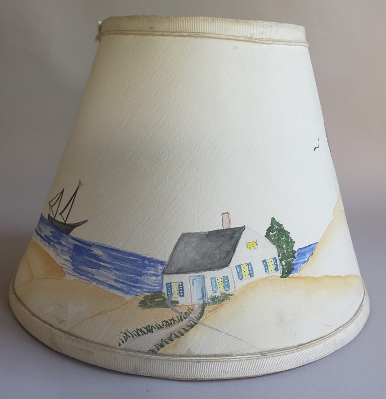 Nautical Painted Lamp Shade Nantucket - Vintage Nantucket Made Pencil and  Watercolor Nautical Lamp Shade - Rafael Osona Auctions Nantucket, MA