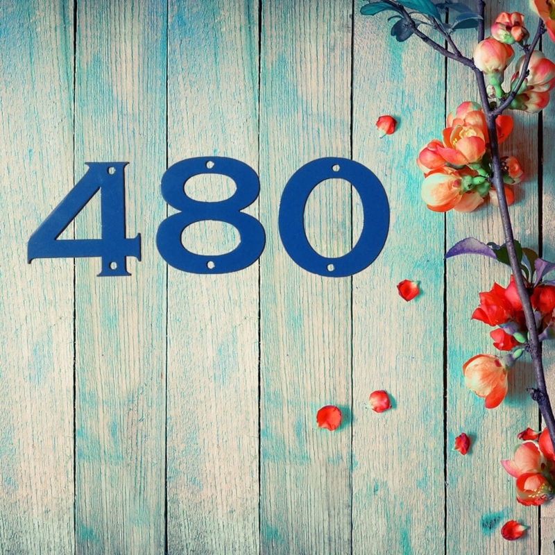 Navy Blue House Numbers Bold Metal Digits Coastal Decor