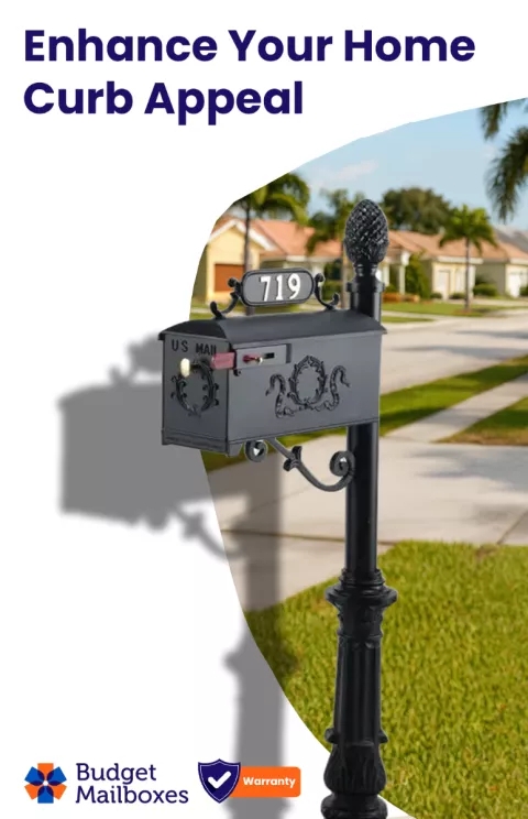 Neoclassical Residential Mailbox with Address Plate and Fluted Post