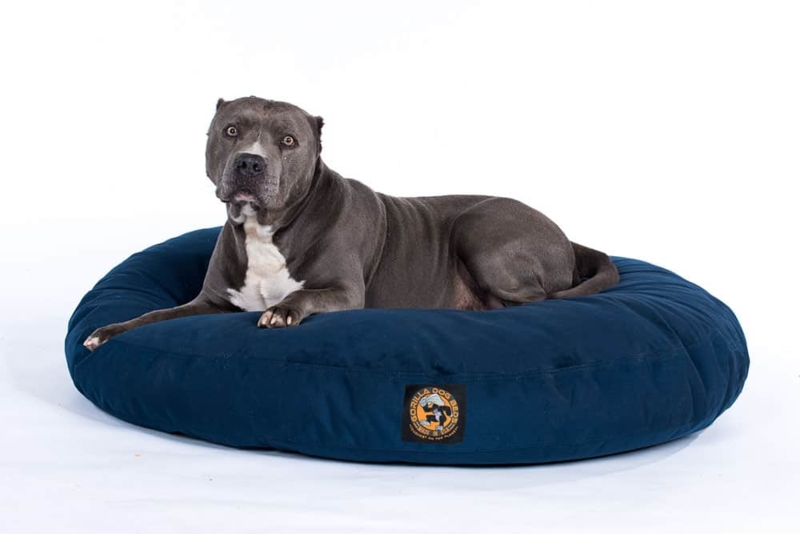 Nesting Dog Bed, Navy Blue Velvet, Oversized Circular