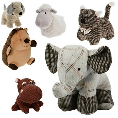 Novelty Fabric Door Stoppers Textured Tweed and Corduroy Animals