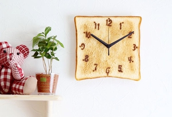 Novelty Wall Clock with Toast Shaped Body and Burnt Numerals