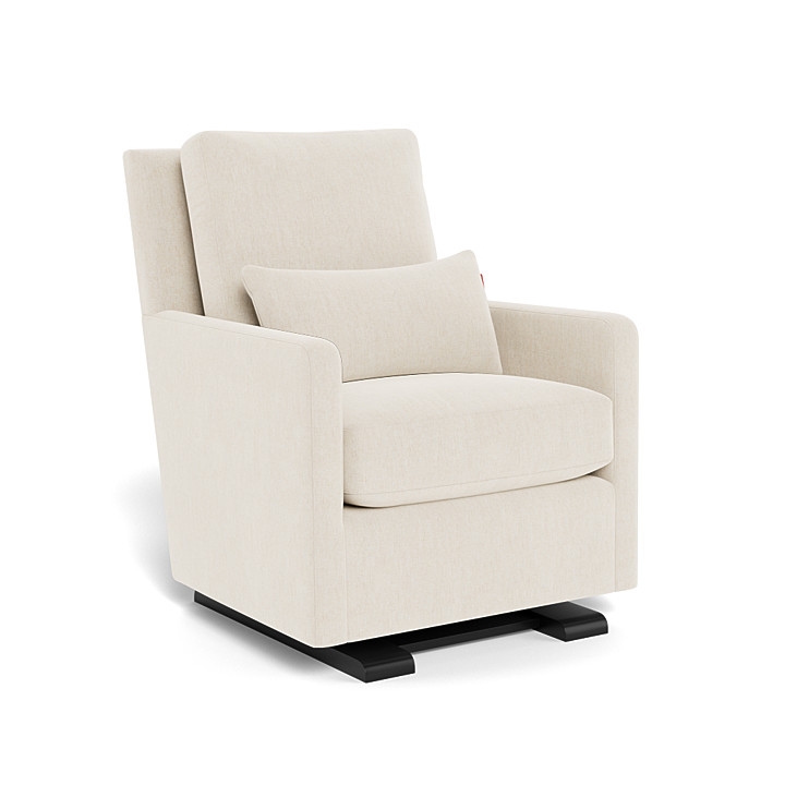 Nursery Glider with Espresso Base, Track Arms and Lumbar Pillow