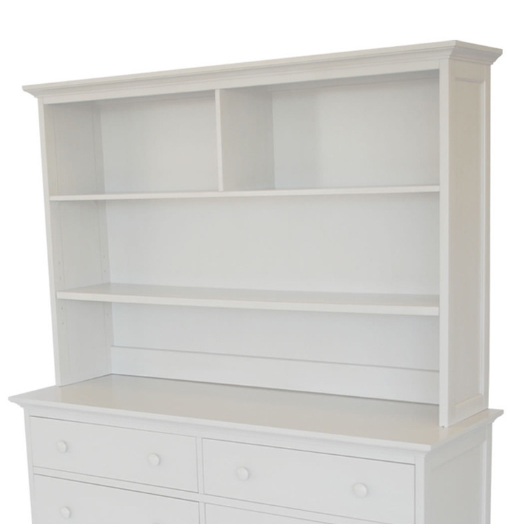 Nursery Hutch Topper with Divided Top Shelf and Crown Molding