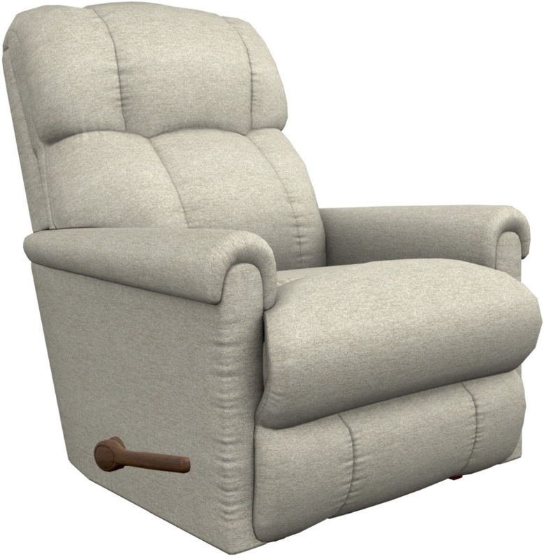 Oatmeal Beige Manual Rocking Recliner with Rolled Arms