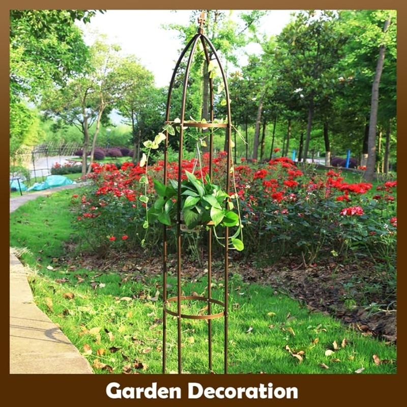 Obelisk Trellis Fleur-de-Lis Finial Bronze Finish Vertical Spines