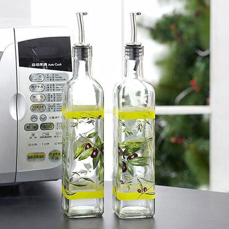 Oil Dispenser Yellow Accents Olive Branch Motif Mediterranean Bottles