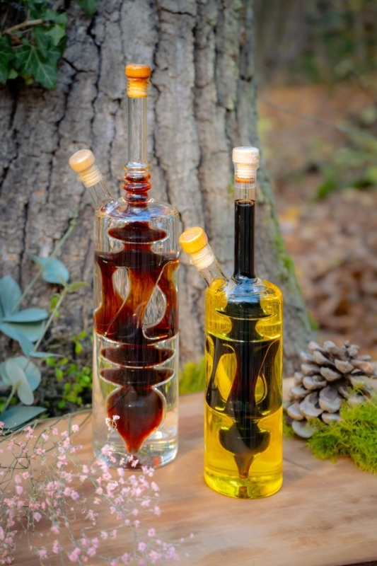 Oil Vinegar Cruet Hand Blown Laboratory Glass, Modern Tabletop Decor