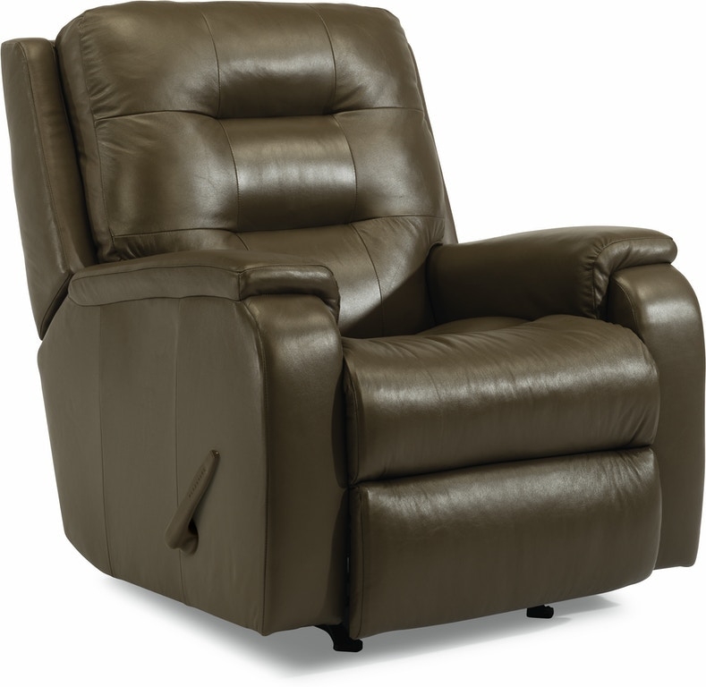 Olive Manual Recliner Chair with Bolstered Back and Track Arms