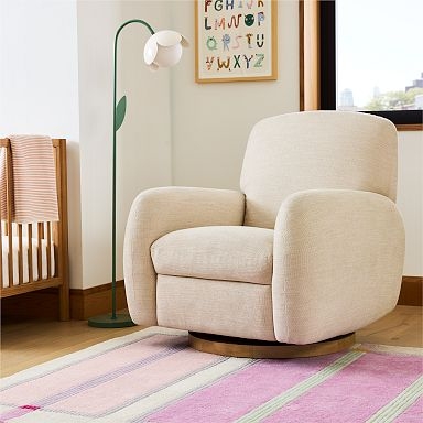 Organic Modern Swivel Glider Recliner with Soft Curved Silhouette